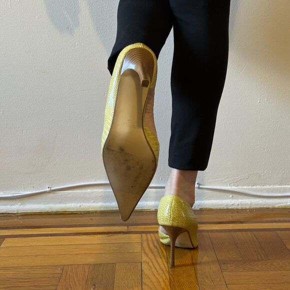 Vintage Inspired Yellow Croc Embossed Heels Diba size 12 D'Orsay - Picture 3 of 8